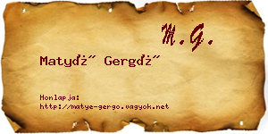 Matyé Gergő névjegykártya